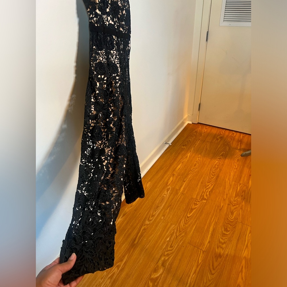 Catherine Deane Lace Cami-Strap Jumpsuit, Black/Almond | size 6 - Picture 9 of 12